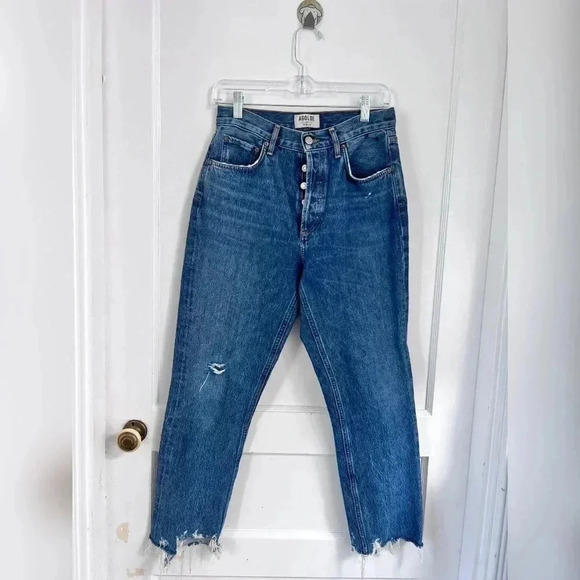 Agolde Riley High-rise Straight Crop Jeans
W/ Shredded Hem In Veto Size 26 - Picture 1 of 5